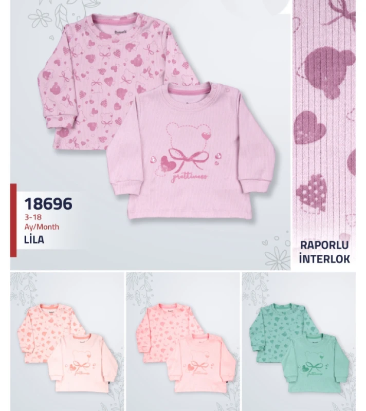 ZIBIN 6-9-12-18 AY 18696 KIZ KIZ RAPORLU 2İN 1 PACK SWEAT