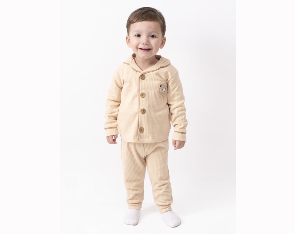 PİJAMA 9-12-18-24 AY 1090 ERKEK SÜZENE NAKIŞLI AYLIK PİJAMA TAKIM