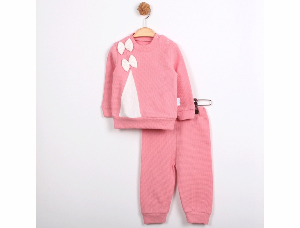 BEBE TK 6-9-12-18 AY 7038 KıZ FİYONKLU WAFFLE TAKIM
