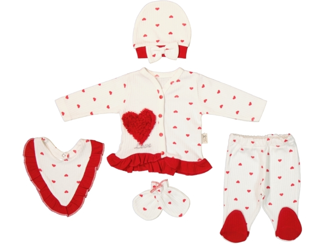 BEBE TK 1-3 AY 24207 KıZ LASSE KALPLİ 5 Lİ SET