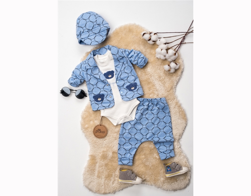 BEBE TK 3-6-9 AY 1312 ERKEK AYİLİ KAFALİ ÜÇLÜ TAKİM