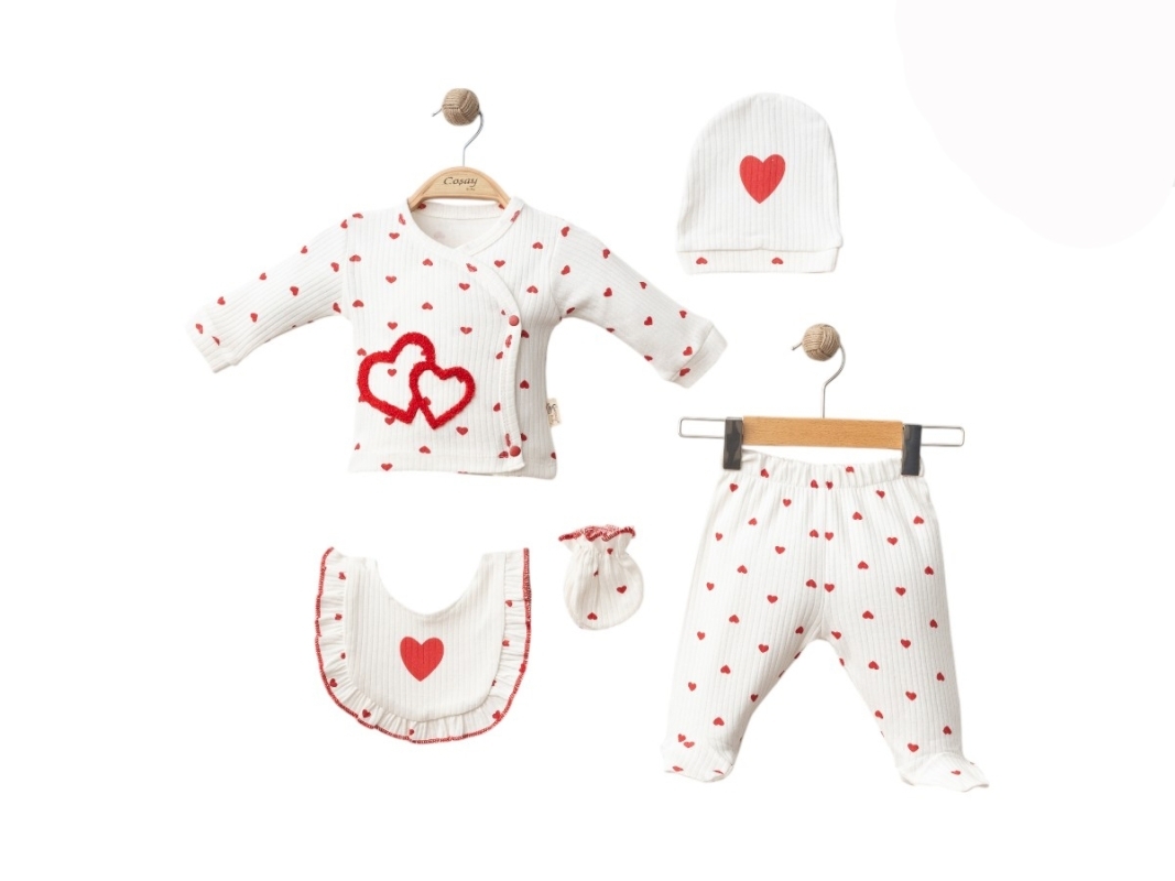 BEBE TK 1-3 AY 24219 KıZ SÜZÜNE KALPLİ 5 Lİ SET