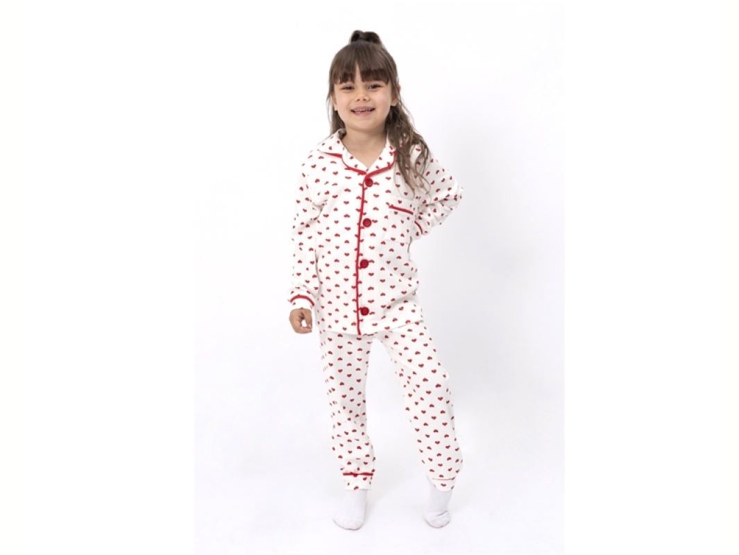 PİJAMA 3-4-5-6 YAŞ 063 KıZ KALP BASKILI 3-6 YAŞ PİJAMA TAKIM