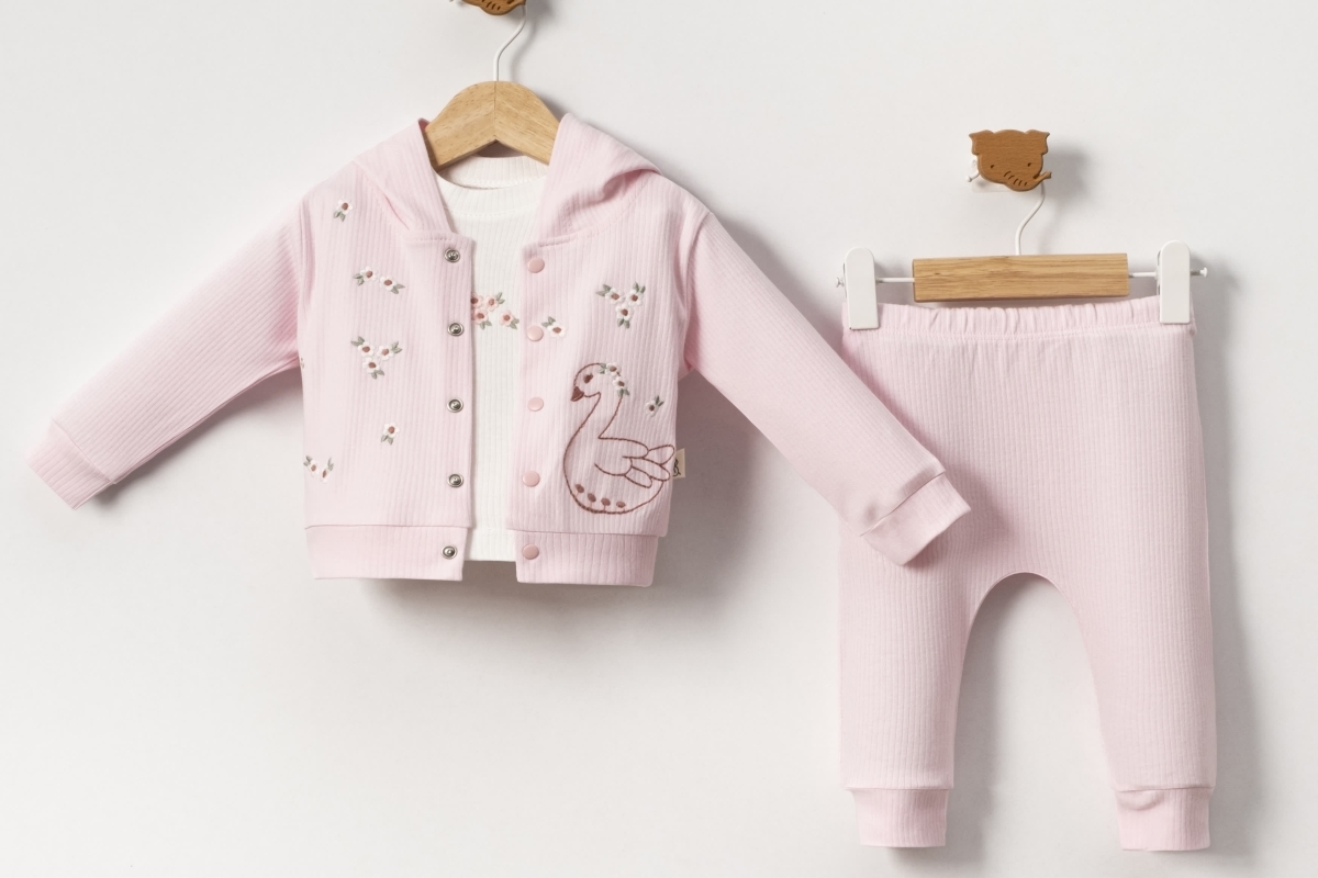 BEBE TK 9-12-18-24 AY 7051 KıZ KUĞU NAKIŞLI 3’LÜ KIZ TAKIM