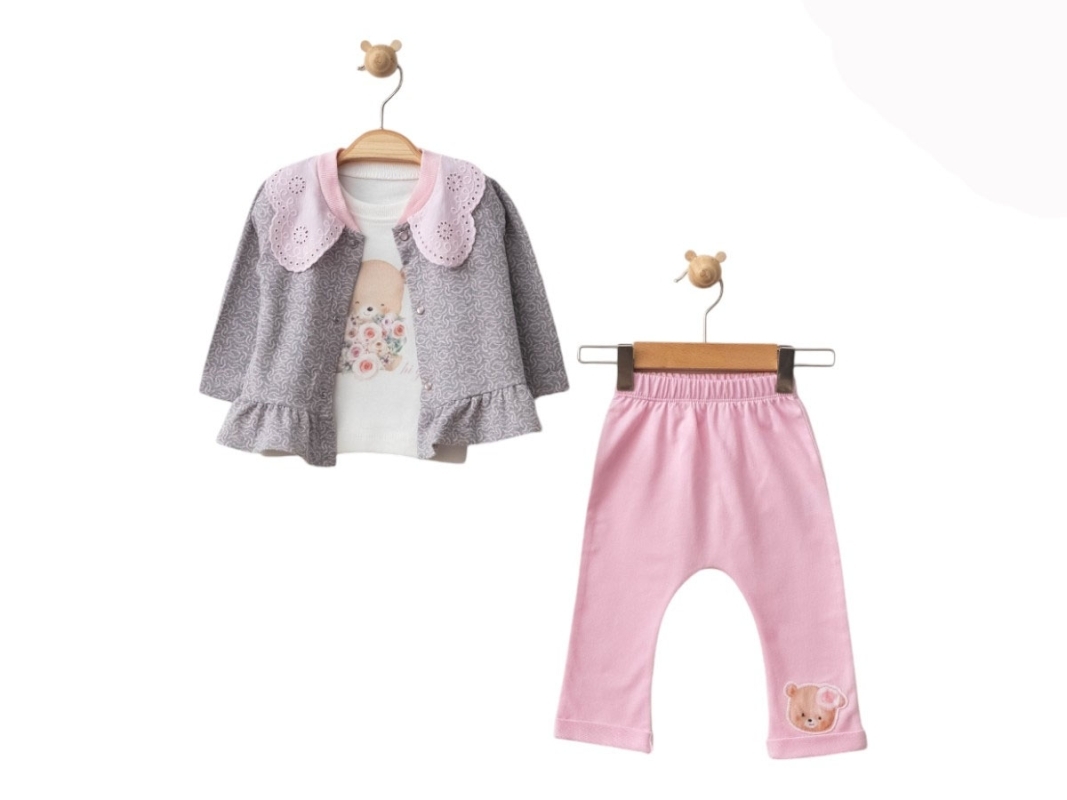 BEBE TK 9-12-18 AY 630 KıZ GÜL JAKARLI 3 LU TKM