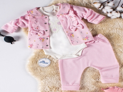 BEBE TK 3-6-9 AY 0513 KıZ WAFFLE FİYONK ÜÇLÜ TAKİM