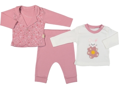 BEBE TK 3-6-9 AY 1990 KıZ ÇİÇEKLİ TAVŞAN 3LÜ CEKET TAKIM