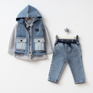 BEBE TK 1-2-3-4 YAŞ 1239 ERKEK KOT MONTLU GÖMLEKLİ 3LÜ TAKIM