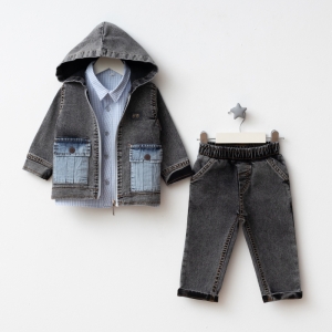 BEBE TK 1-2-3-4 YAŞ 1240 ERKEK KOT MONTLU GÖMLEKLİ 3 LÜ TAKIM