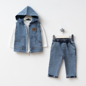 BEBE TK 1-2-3-4 YAŞ 1241 ERKEK KOT YELEKLİ BODYLİ 3 LÜ ERKEK TAKIM