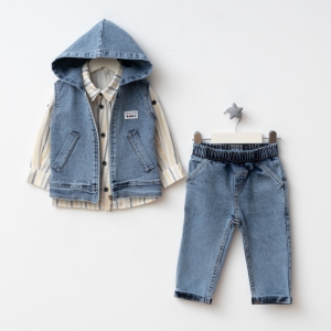 BEBE TK 1-2-3-4 YAŞ 1244 ERKEK YELEKLİ GÖMLEKLİ KOT 3 LÜ TAKIM