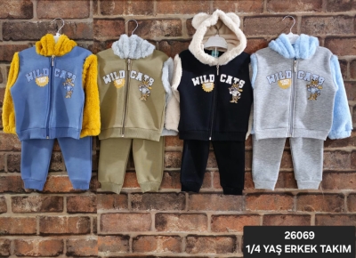 BEBE TK 1-2-3-4 YAŞ 26069 ERKEK WILD CATS KAPŞONLU 2,Lİ TAKIM