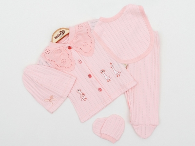 BEBE TK 1-3 AY 2248 KIZ ÖRDEKLİ YAKA DETAYLI 5Lİ ZIBIN TAKIM