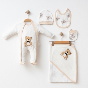 BEBE TK 1-3 AY 25222 ERKEK PELUŞ AYICIKLI BATTANİYELİ 5 Lİ SET