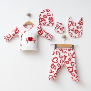 BEBE TK 1-3 AY 25231 KIZ RİTİMLİ KALPLİ 5 Lİ SET