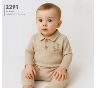 BEBE TK 1-6-12-18 AY 2291 ERKEK YAKALI NAKIŞLI İKİLİ TAKIM