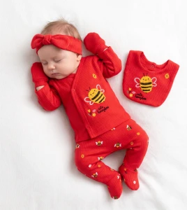 BEBE TK 3-3 AY 53034 KIZ ARI NAKIŞLİ BEŞLİ SET