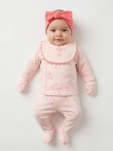 BEBE TK 3-3 AY 53038 KIZ ÇİÇEK BASKILI BEŞLİ SET