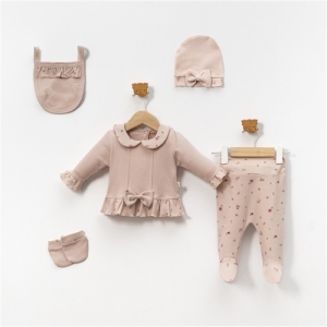 BEBE TK 3-3 AY 7091 KIZ ÇİÇEK BASKILI 5’Lİ KIZ SET