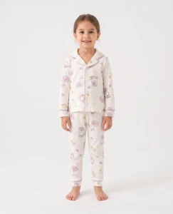 BEBE TK 3-4-5-6 YAŞ 1130 KIZ TAVŞAN BASKILI 3-6 YAŞ PİJAMA TAKIMI