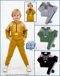 BEBE TK 3-4-5-6 YAŞ 25100 ERKEK JOYFUL BASKI KAPŞONLU 2,Lİ TAKIM
