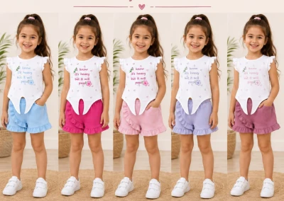 BEBE TK 3-4-5-6 YAŞ 26762 KIZ KNOW BASKI 2,Lİ TAKIM