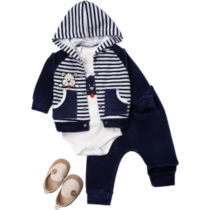 BEBE TK 3-6-9-12 AY 1421 ERKEK ÇİZGİLİ CEPLİ KADİFE