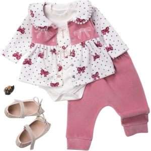 BEBE TK 3-6-9-12 AY 1424 KIZ FİYONK ROBA ÜÇLÜ TAKIM