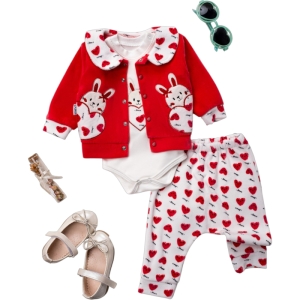 BEBE TK 3-6-9-12 AY 1428 KIZ TAVŞANLI KADİFE ÜÇLÜ TKM