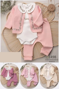 BEBE TK 3-6-9-12 AY 1498 KIZ ÇİÇEKLİ KAPİTONE ÜÇLÜ TKM