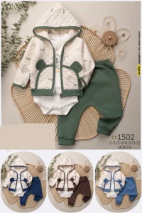 BEBE TK 3-6-9-12 AY 1502 ERKEK KULAKLI KAPİTONE ERKEK ÜÇLÜ TKM