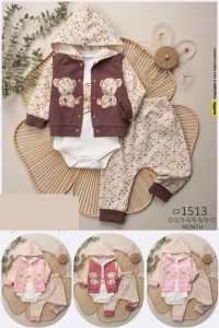BEBE TK 3-6-9-12 AY 1513 KIZ AYI ÇIÇEK ÜÇLÜ TKM