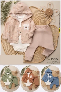 BEBE TK 3-6-9-12 AY 1516 ERKEK AYI DESEN ÜÇLÜ TKM