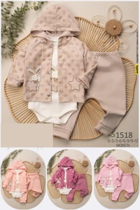 BEBE TK 3-6-9-12 AY 1518 KIZ YILDIZ TAVŞAN ÜÇLÜ TKM