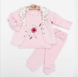 BEBE TK 3-6-9 AY 1978 KıZ ÇİÇEKLİ 3LÜ CEKET TAKIM