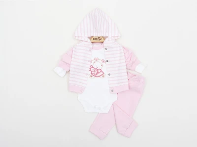 BEBE TK 3-6-9 AY 2317 KIZ AYICIK NAKIŞLI 3LÜ KAPŞONL