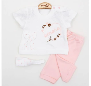 BEBE TK 3-6-9 AY 4029 KIZ  SAÇ BANTLI KALPLİ 2,Lİ SWEAT TKM