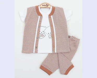 BEBE TK 3-6-9 AY 4100 ERKEK DETAYLI 3,LÜ AYICIKLI YAKALI TKM