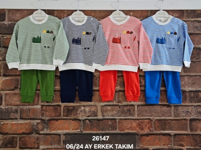 BEBE TK 6-12-18-24 AY 26147 ERKEK DİNAZOR BASKI 2,Lİ TAKIM