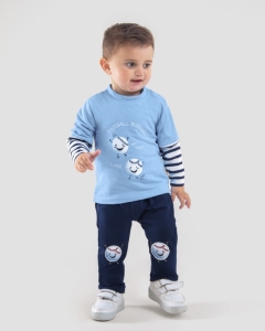 BEBE TK 6-12-18-24 AY 2817 ERKEK BASEBALL BUDDIES BASKILI 2Lİ TAKIM