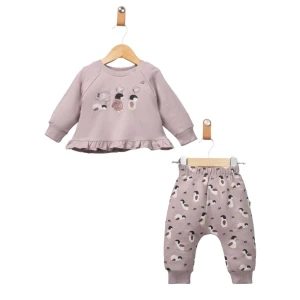 BEBE TK 6-12-18 AY 2059 KIZ PENGUEN NAKIŞLI 2 Lİ TAKIM