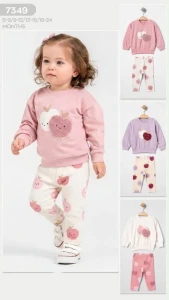 BEBE TK 6-9-12-18 AY 07349 KIZ ELMA SÜZENELİ KIZ BEBEK TAKIM