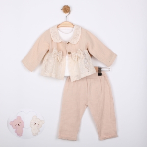 BEBE TK 6-9-12-18 AY 1507 KIZ KURDELELİ 3LÜ TAKIM