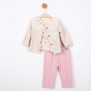 BEBE TK 6-9-12-18 AY 1604 KIZ KALPLİ DANTEL 3LÜ TAKIM