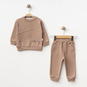 BEBE TK 6-9-12-18 AY 2259 ERKEK LİTTLE HUG BASKILI İKİLİ TAKIM
