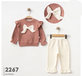 BEBE TK 6-9-12-18 AY 2267 KIZ FİYONKLU KIZ İKİLİ TAKIM