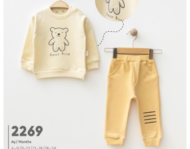 BEBE TK 6-9-12-18 AY 2269 ERKEK BEAR HUG BASKILI İKİLİ TAKIM