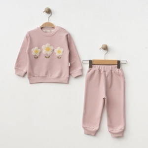 BEBE TK 6-9-12-18 AY 2279 KIZ APLİKE ÇİÇEK 2 Lİ TAKIM