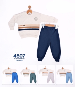 BEBE TK 6-9-12-18 AY 4507 ERKEK İKİ İPLİK OVERSİZE AYLIK COOL BOY BASKILI ERKEK TAKIM