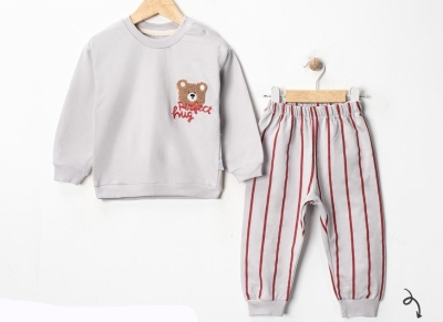 BEBE TK 6-9-12-18 AY 7155 ERKEK SÜZENELİ ŞERİTLİ ERKEK BEBEK TAKIM